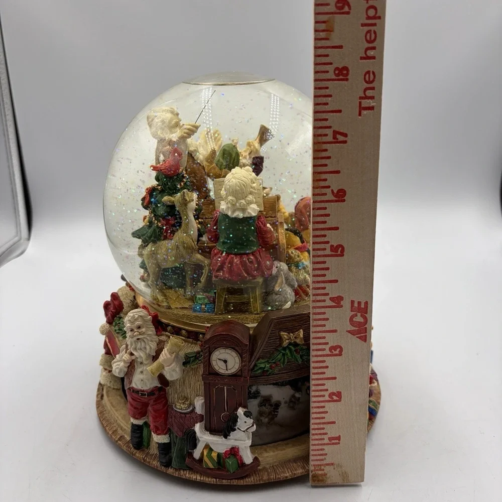 VTG Large Musical Snow Globe W Rotating Base Features Santa Mrs Clause & Elves